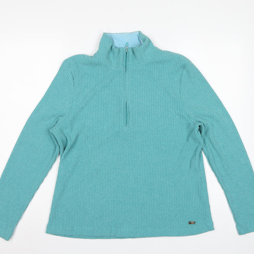 Dash Women’s Blue UK 18 Basic Knit 1/2 Zip Mock Neck Long Sleeve Top