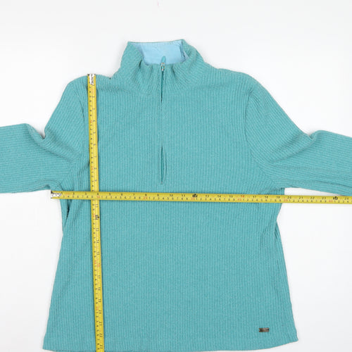 Dash Women’s Blue UK 18 Basic Knit 1/2 Zip Mock Neck Long Sleeve Top
