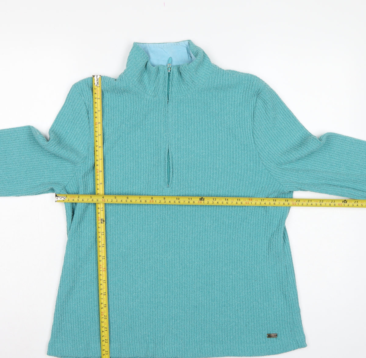 Dash Women’s Blue UK 18 Basic Knit 1/2 Zip Mock Neck Long Sleeve Top