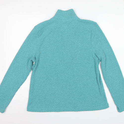 Dash Women’s Blue UK 18 Basic Knit 1/2 Zip Mock Neck Long Sleeve Top
