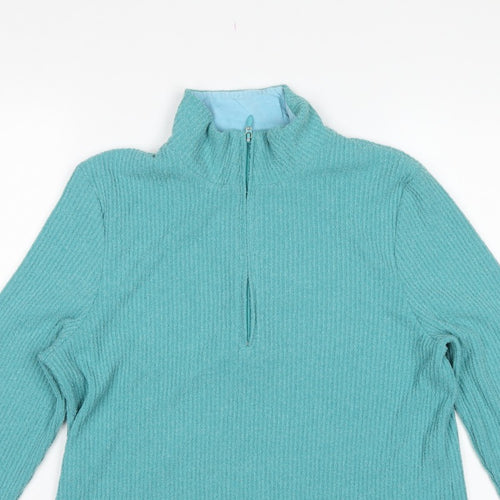 Dash Women’s Blue UK 18 Basic Knit 1/2 Zip Mock Neck Long Sleeve Top