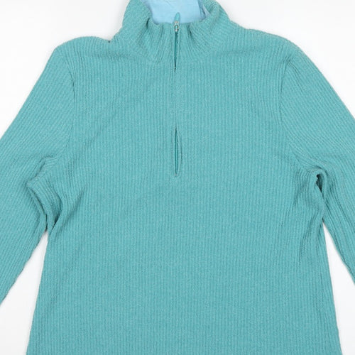Dash Women’s Blue UK 18 Basic Knit 1/2 Zip Mock Neck Long Sleeve Top