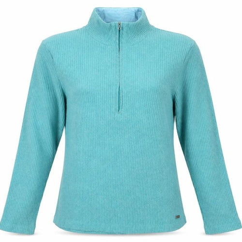 Dash Women’s Blue UK 18 Basic Knit 1/2 Zip Mock Neck Long Sleeve Top