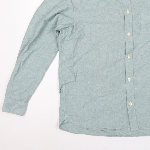 H&M Men’s Green L.O.G.G. L Regular Cotton Button-Down Shirt