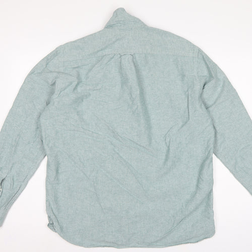 H&M Men’s Green L.O.G.G. L Regular Cotton Button-Down Shirt