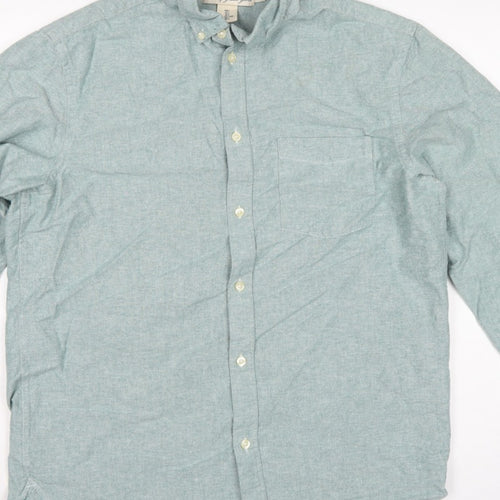 H&M Men’s Green L.O.G.G. L Regular Cotton Button-Down Shirt