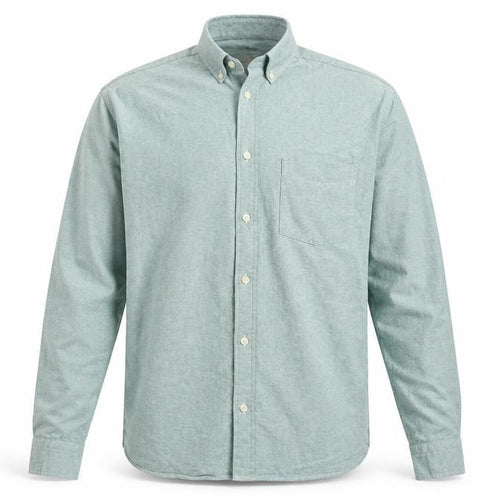 H&M Men’s Green L.O.G.G. L Regular Cotton Button-Down Shirt