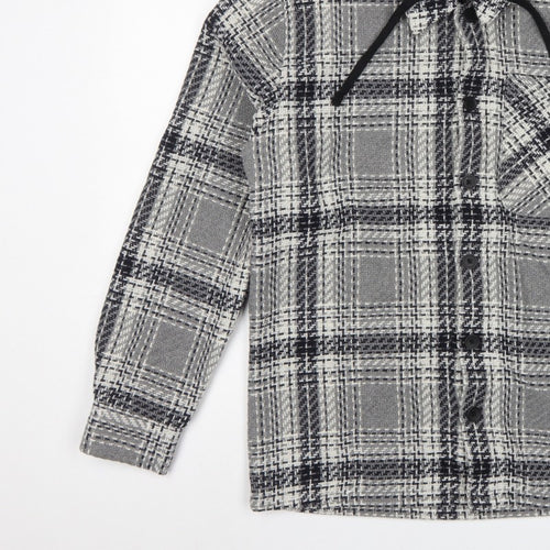 Easy 1973 Mens Grey Check Hooded Shacket Jacket Size S