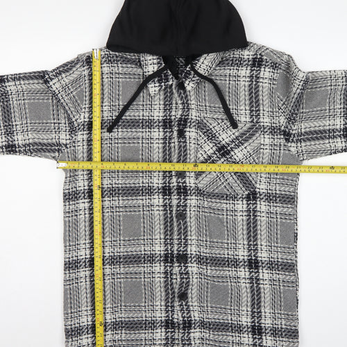 Easy 1973 Mens Grey Check Hooded Shacket Jacket Size S