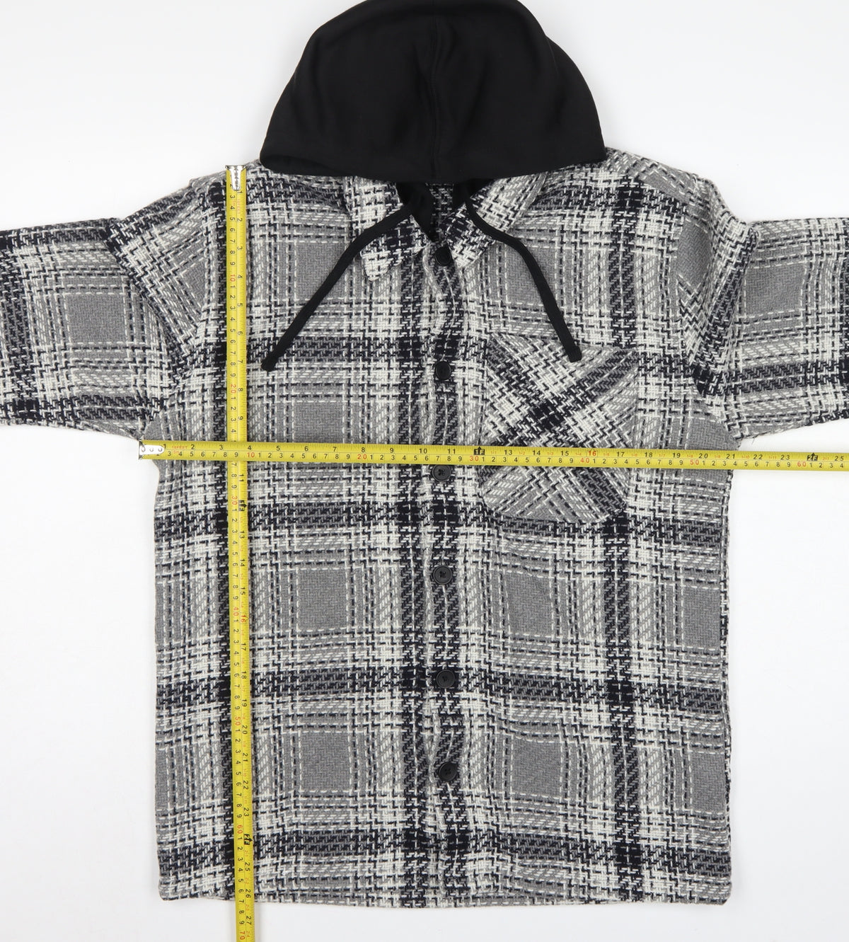 Easy 1973 Mens Grey Check Hooded Shacket Jacket Size S