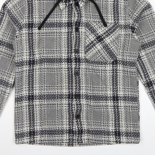 Easy 1973 Mens Grey Check Hooded Shacket Jacket Size S