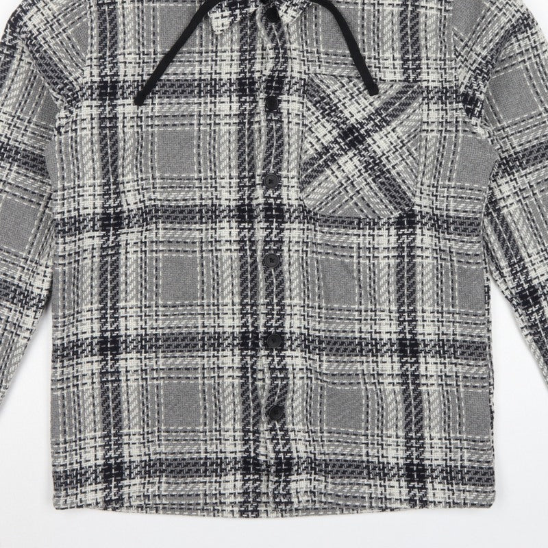 Easy 1973 Mens Grey Check Hooded Shacket Jacket Size S