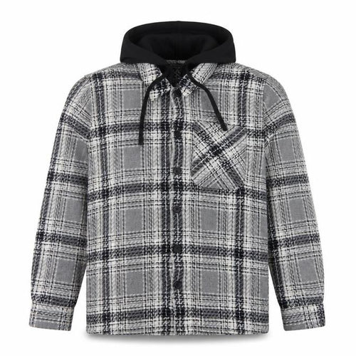 Easy 1973 Mens Grey Check Hooded Shacket Jacket Size S