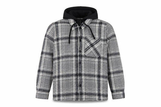 Easy 1973 Mens Grey Check Hooded Shacket Jacket Size S