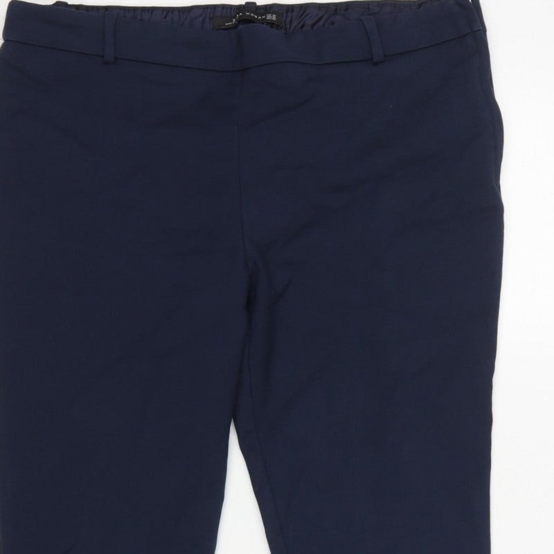 Zara Woman Navy Blue UK 16 XL Tapered Smart Dress Trousers