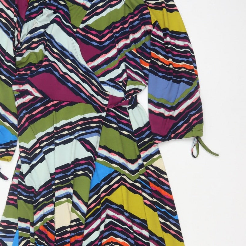 Monsoon Women Multicoloured Size 12 Geometric Long Wrap Maxi Dress