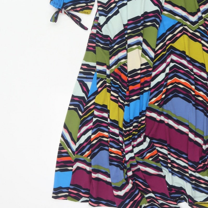 Monsoon Women Multicoloured Size 12 Geometric Long Wrap Maxi Dress