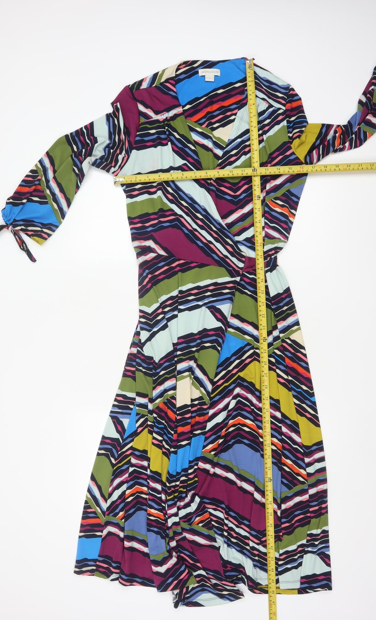 Monsoon Women Multicoloured Size 12 Geometric Long Wrap Maxi Dress