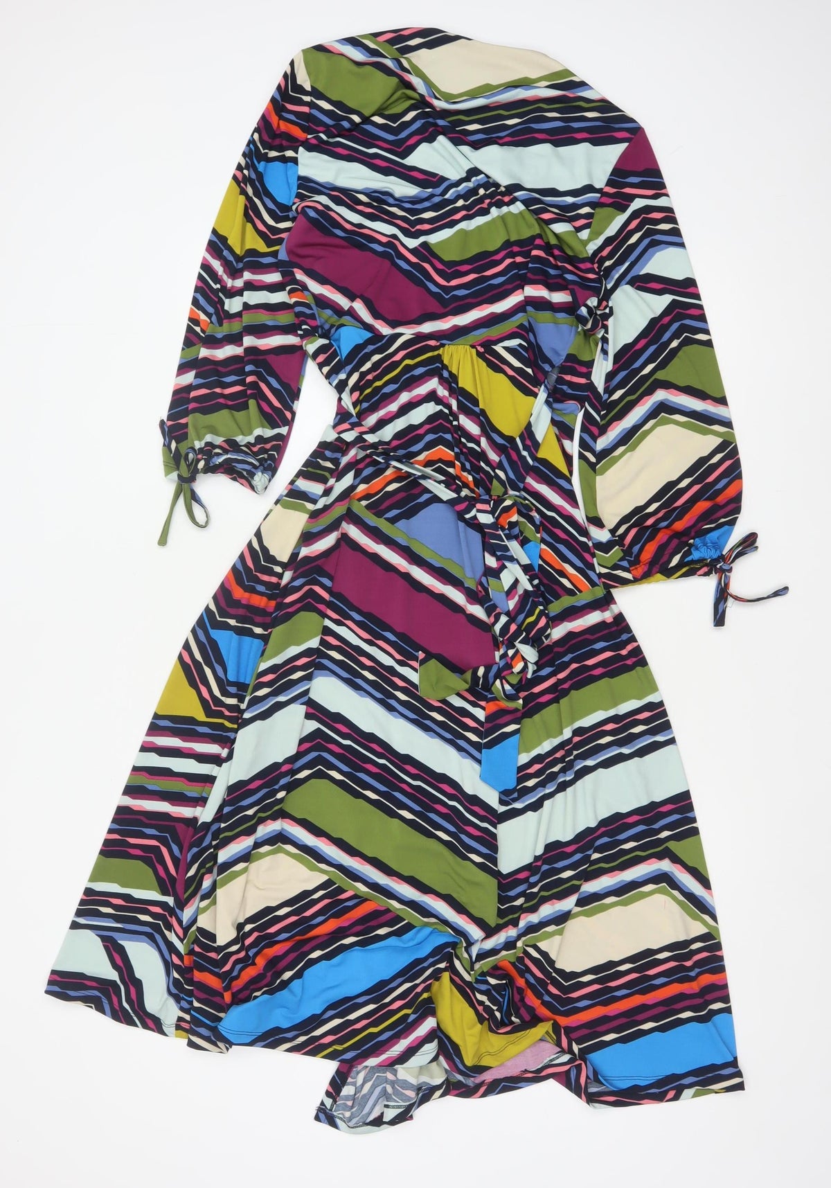 Monsoon Women Multicoloured Size 12 Geometric Long Wrap Maxi Dress