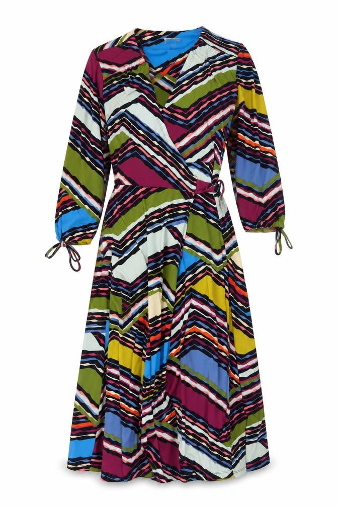 Monsoon Women Multicoloured Size 12 Geometric Long Wrap Maxi Dress