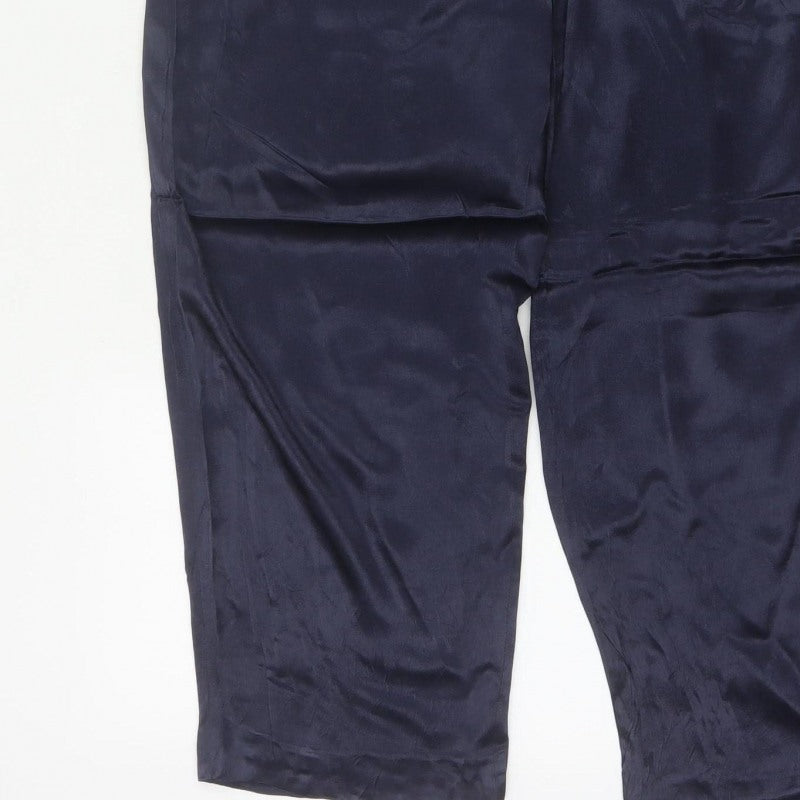 Zara Women Blue M Viscose Drawstring Tapered Jogger Trousers