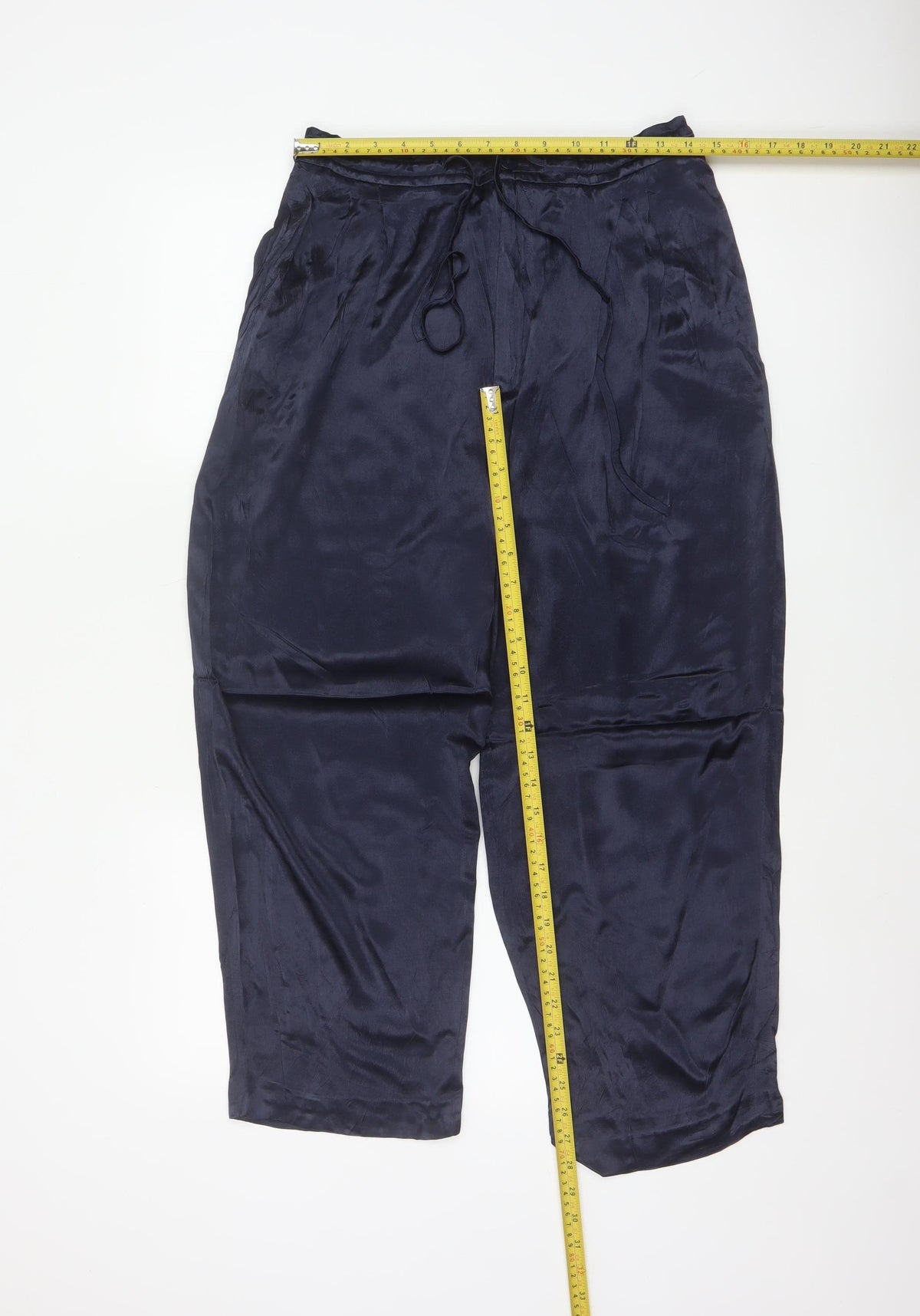 Zara Women Blue M Viscose Drawstring Tapered Jogger Trousers