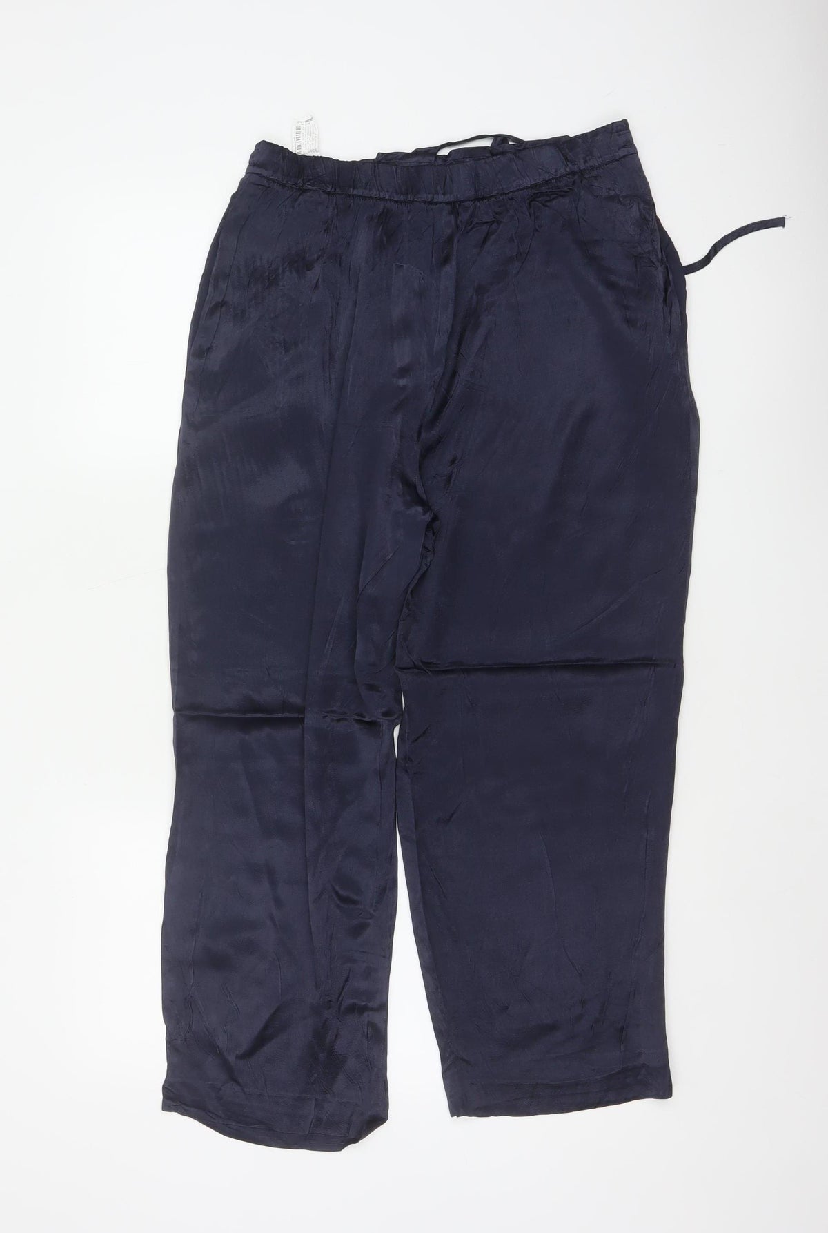 Zara Women Blue M Viscose Drawstring Tapered Jogger Trousers