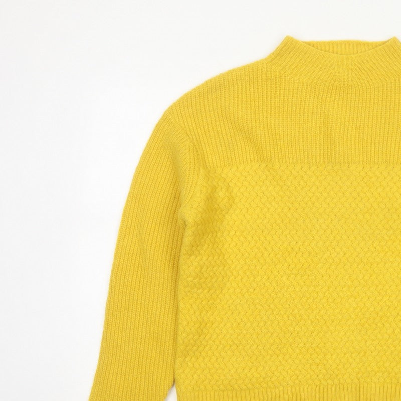 Per Una Women Yellow M Wool Blend Mock Neck Raglan Knit Jumper