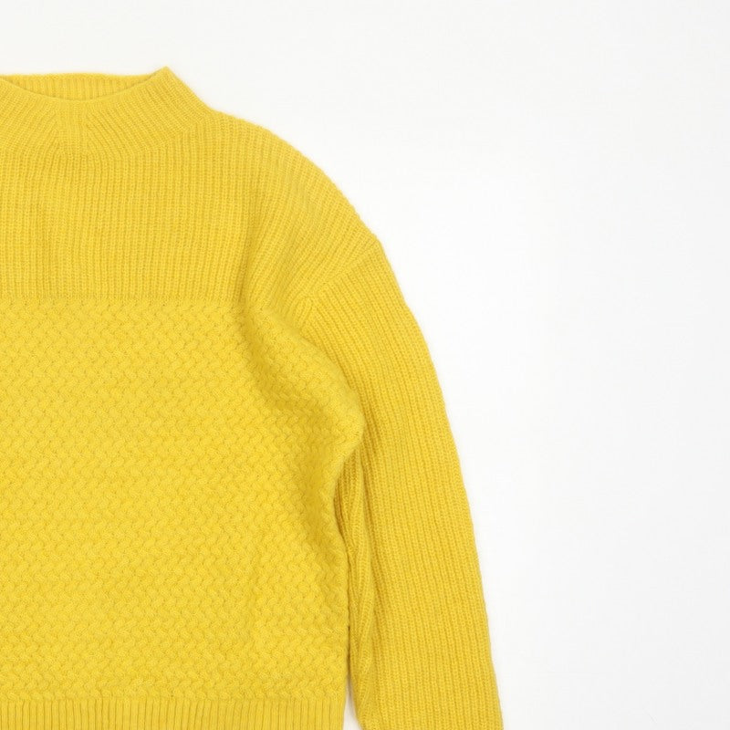Per Una Women Yellow M Wool Blend Mock Neck Raglan Knit Jumper