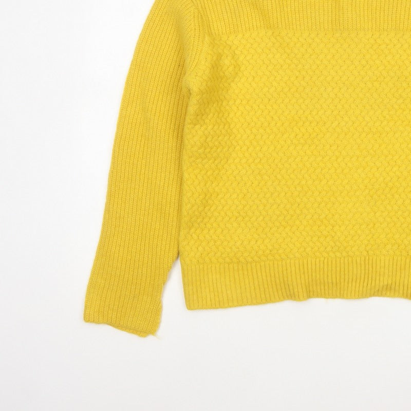Per Una Women Yellow M Wool Blend Mock Neck Raglan Knit Jumper