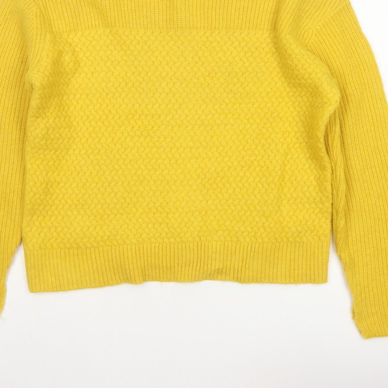 Per Una Women Yellow M Wool Blend Mock Neck Raglan Knit Jumper