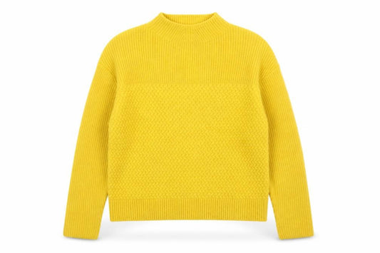 Per Una Women Yellow M Wool Blend Mock Neck Raglan Knit Jumper