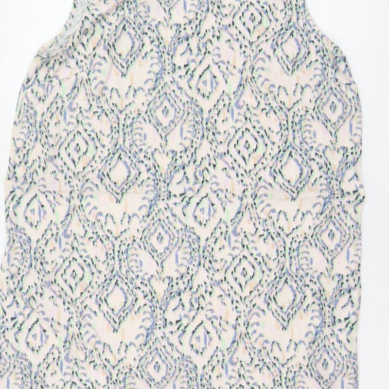 Marks & Spencer Women Multicoloured Geometric Linen Shift Dress UK 12
