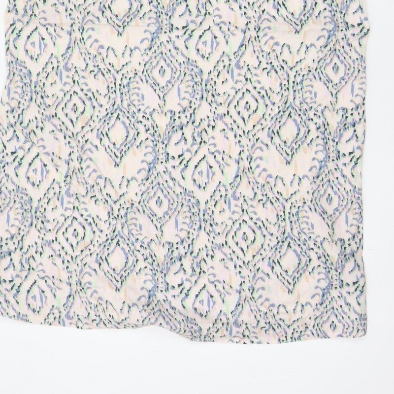 Marks & Spencer Women Multicoloured Geometric Linen Shift Dress UK 12