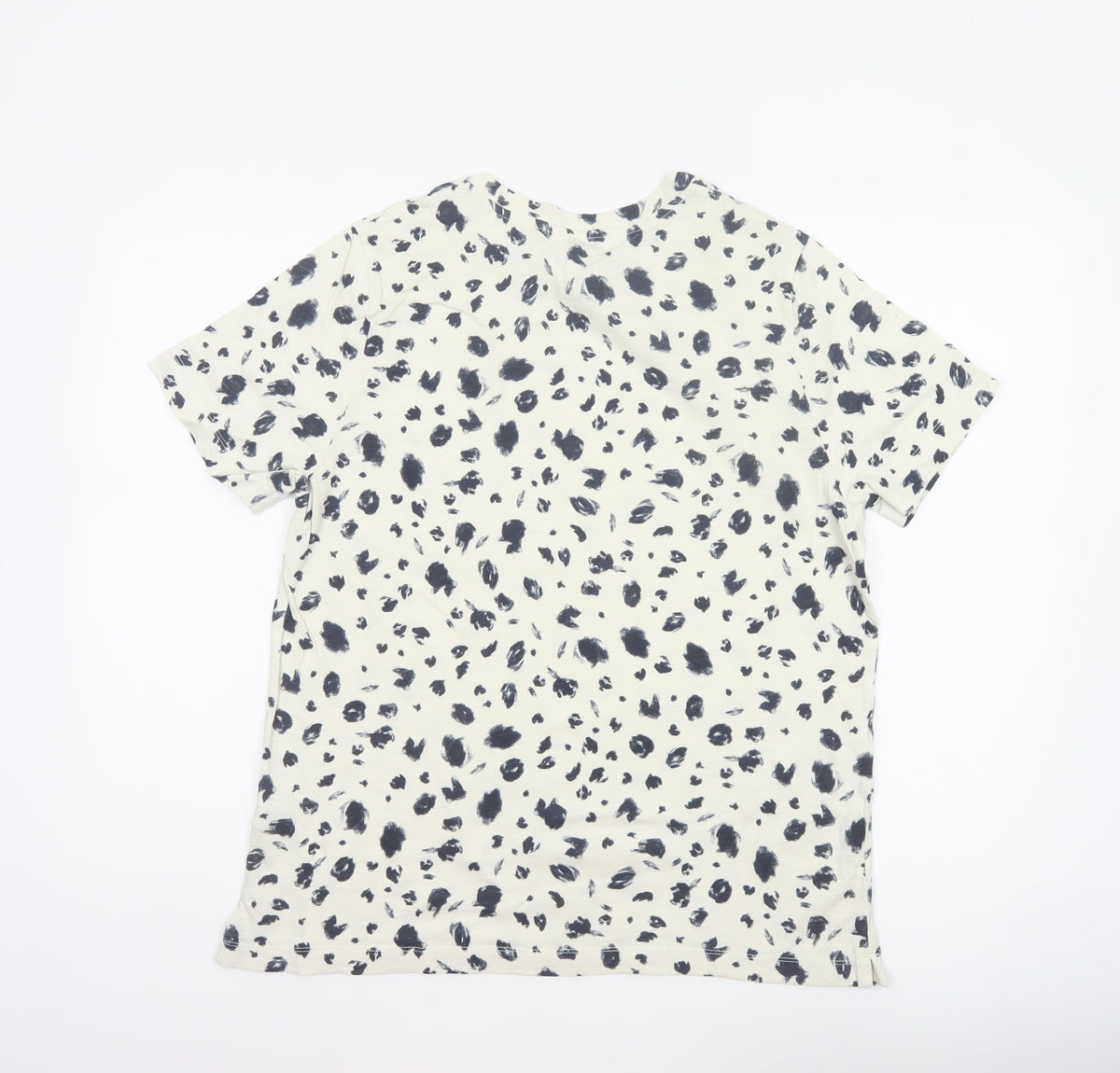 Marks & Spencer Women's Ivory Size 14 Leopard Print Cotton Jersey T-Shirt