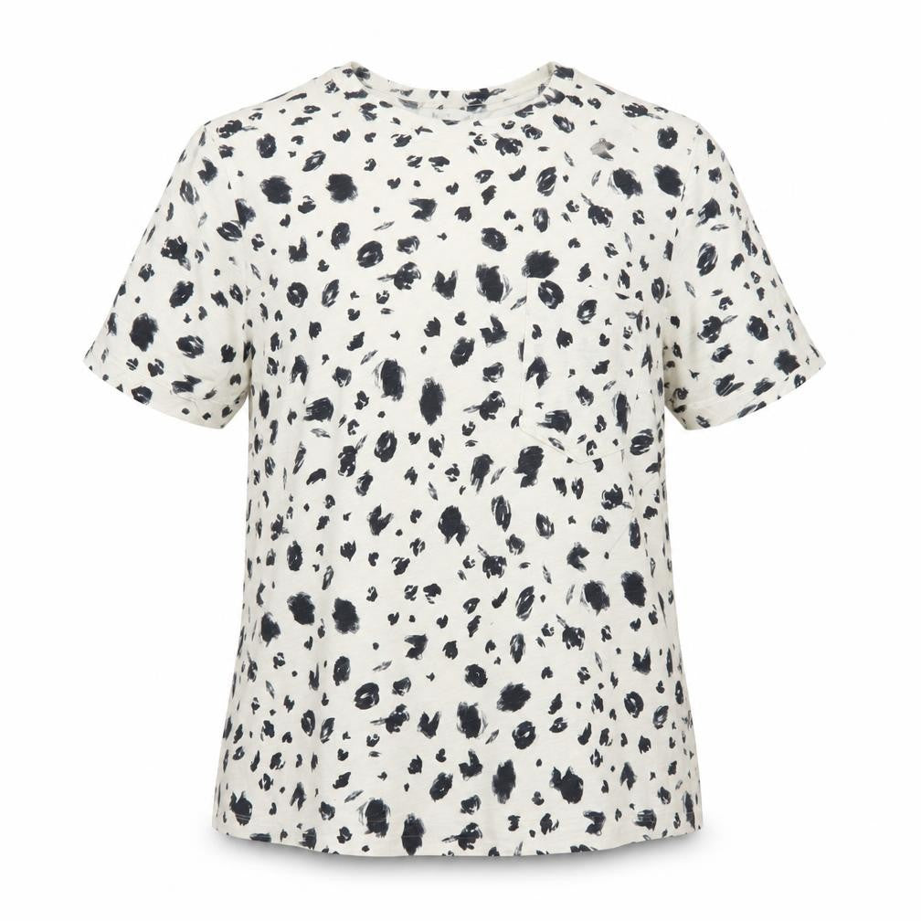 Marks & Spencer Women's Ivory Size 14 Leopard Print Cotton Jersey T-Shirt