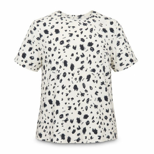 Marks & Spencer Women's Ivory Size 14 Leopard Print Cotton Jersey T-Shirt