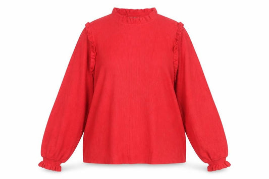 Somerset by Alice Temperley Women Red Size 18 Rib Knit Ruffle Jumper