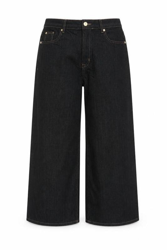 Marks & Spencer Women Black Wide-Leg Jeans UK 16 Short Stretch