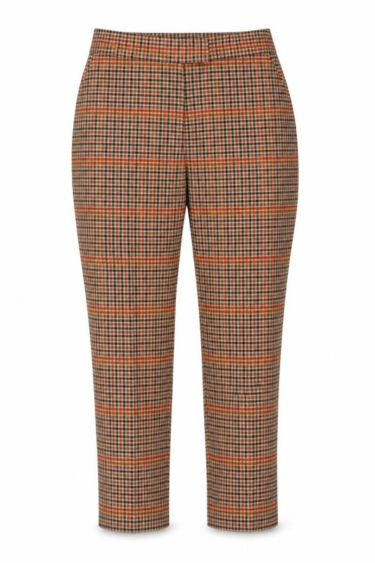 Warehouse Women’s Brown Check Tapered Trousers UK 12 Workwear