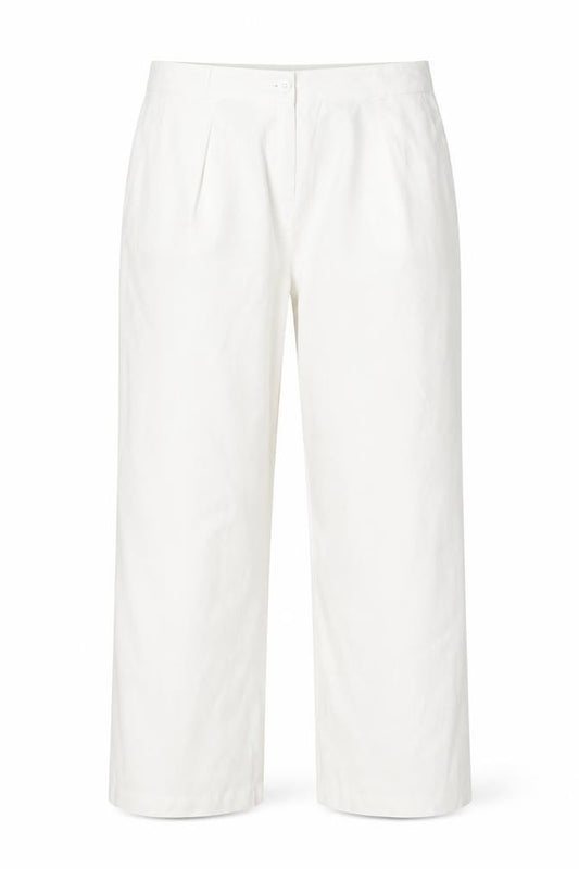M&S Women’s White UK 16 Wide Leg Linen Blend Trousers