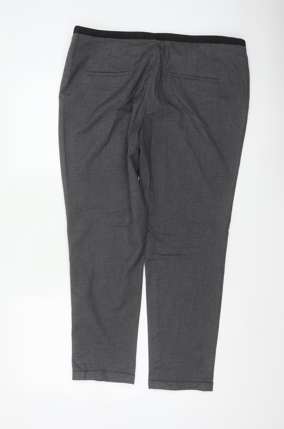 Zara Basic Women Grey Check Tapered Trousers UK 12 Smart Workwear