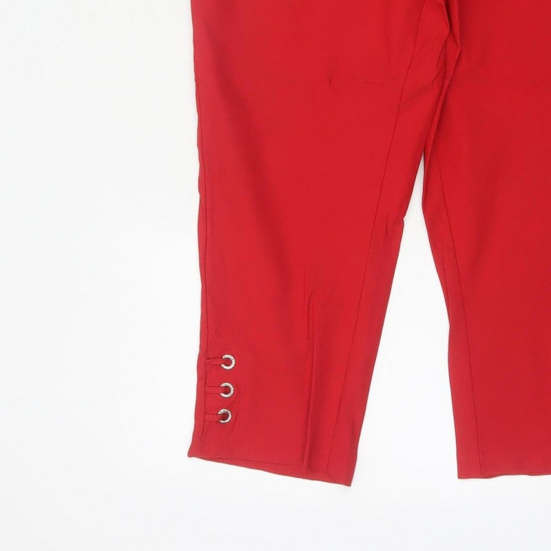PINNS Women Red Size 16 Slim Cropped Stretch Trousers