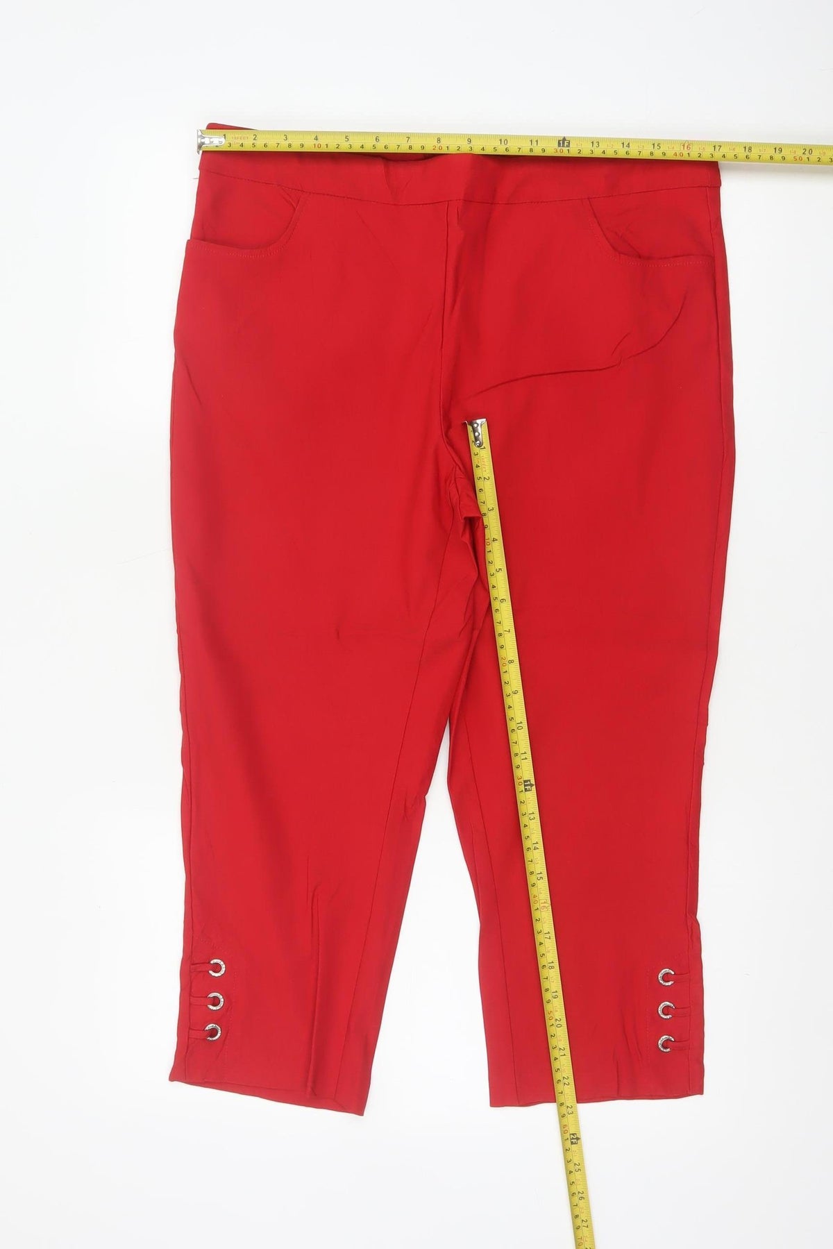 PINNS Women Red Size 16 Slim Cropped Stretch Trousers