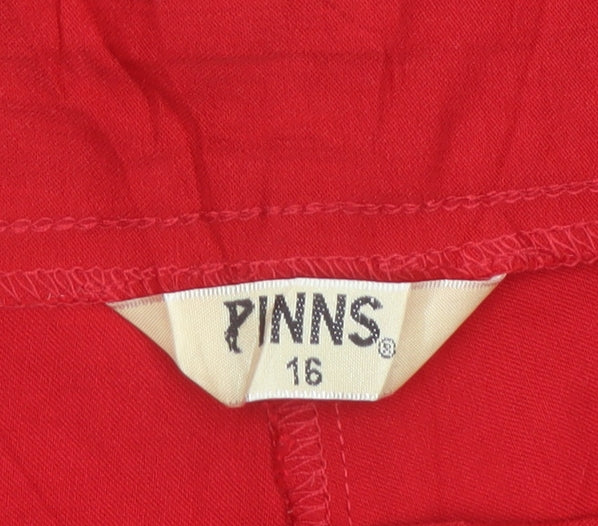 PINNS Women Red Size 16 Slim Cropped Stretch Trousers