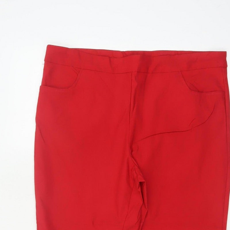 PINNS Women Red Size 16 Slim Cropped Stretch Trousers