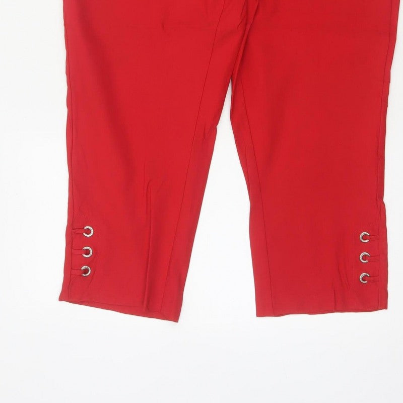 PINNS Women Red Size 16 Slim Cropped Stretch Trousers