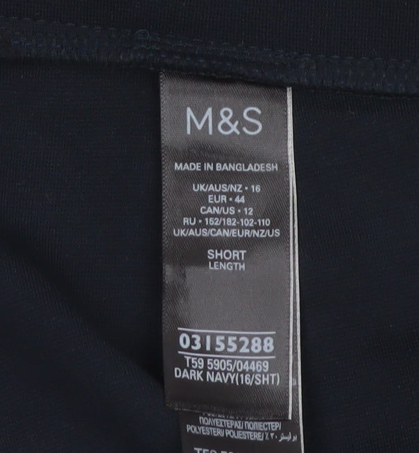 Marks and Spencer Women’s Navy Size 16 Short Tapered Pull-On Trousers