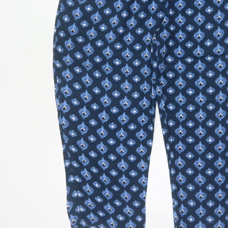 Monsoon Beach Women Blue Geometric Harem Trousers XL Drawstring