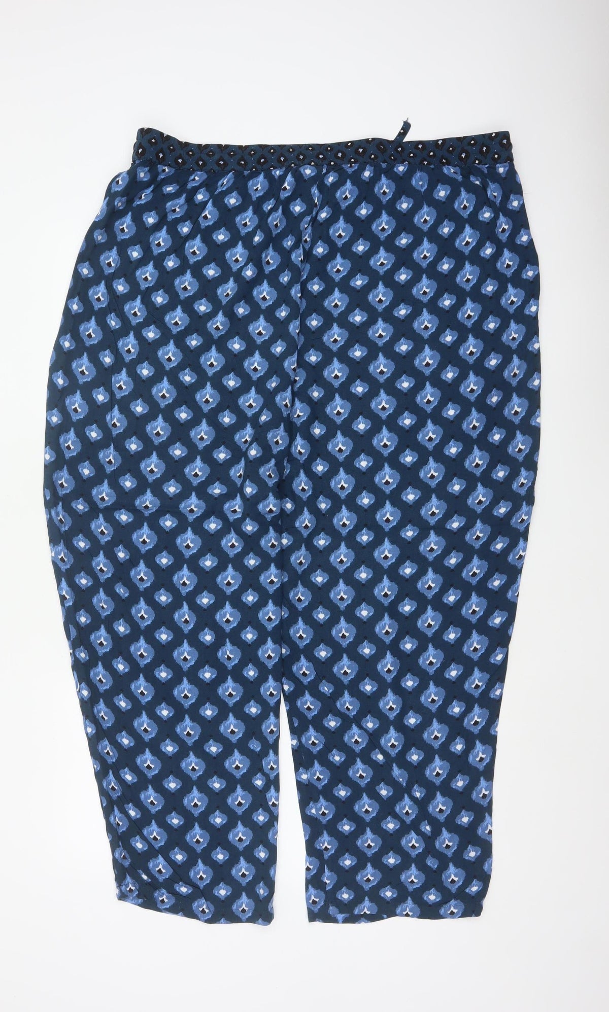 Monsoon Beach Women Blue Geometric Harem Trousers XL Drawstring